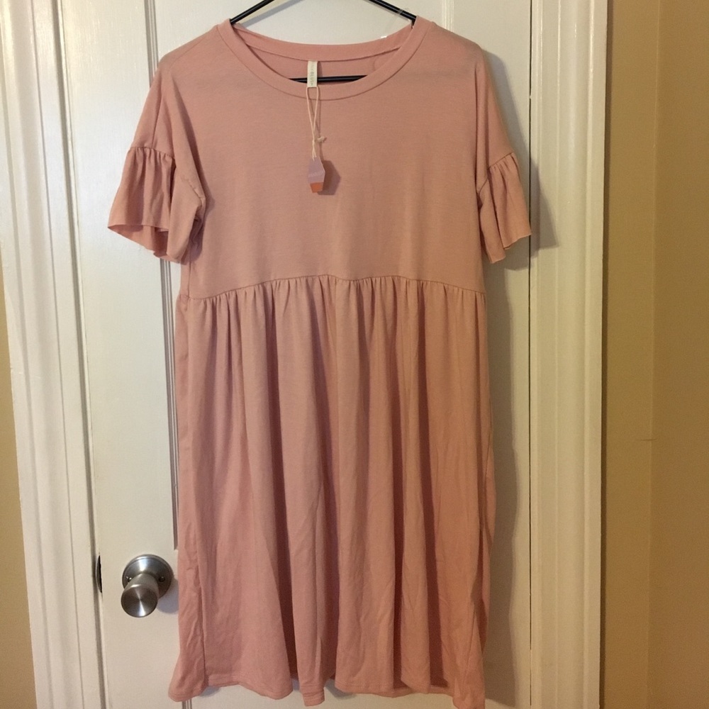 Pink ruffle maternity dress